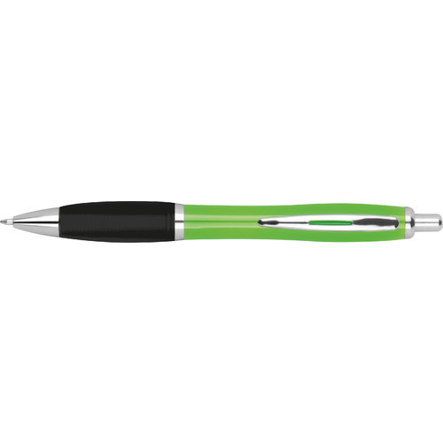 Apple green ABS ballpoint pen with push mechanism.