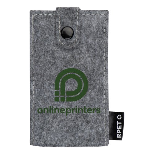 Grey RPET felt manicure set with button closure.