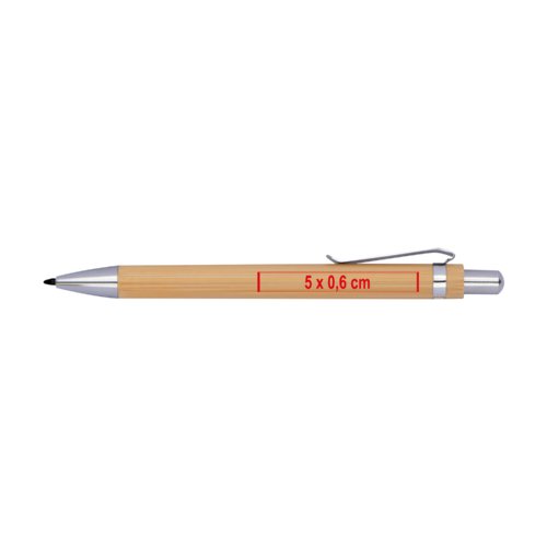 Wood-colored inkless pen with clip.