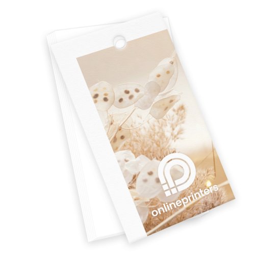 Paper product tag with hole.