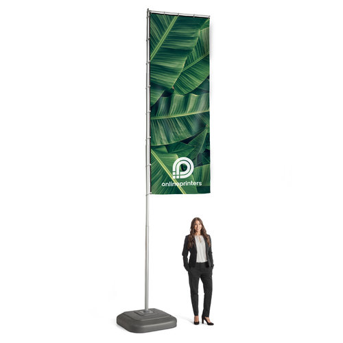 Flagpole system with rectangular banner.