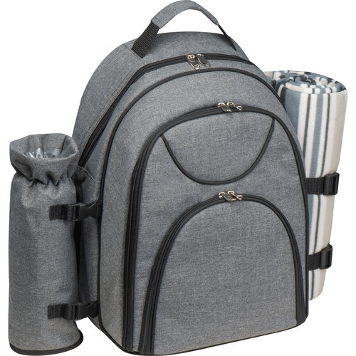 Anthracite picnic backpack with multiple compartments and handles.