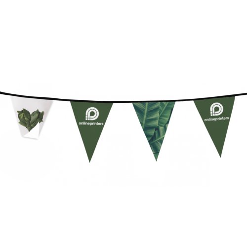 Paper pennant banner, printed on one side and with suspension.