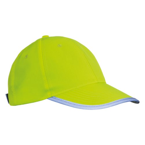 Yellow fabric baseball cap for kids, adjustable.