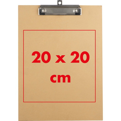 Brown clipboard with metal clip.