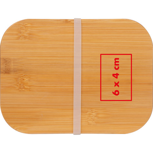 Wooden lunch box with rubber band.