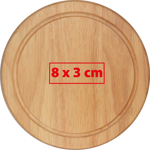Light wood cheese board with circumferential groove.