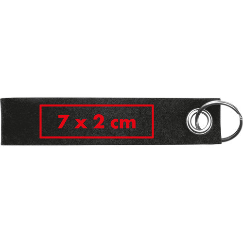 Black felt keychain with metal ring.