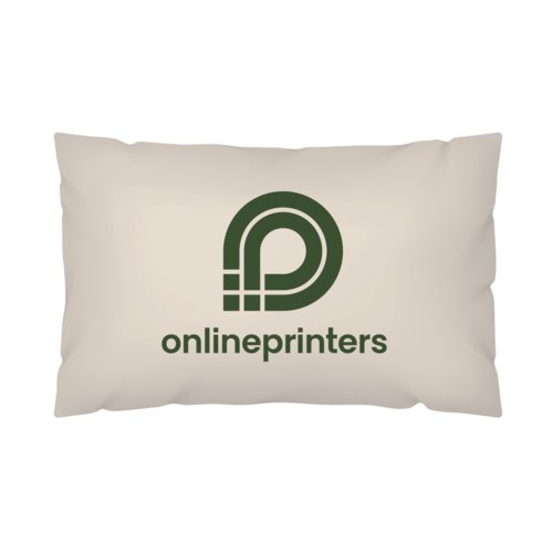Beige outdoor pillow made of weatherproof material.