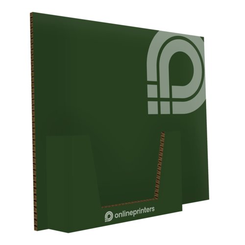 Green cardboard brochure holder.