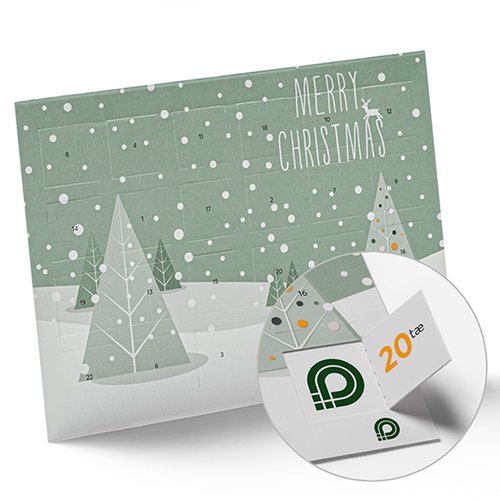 Paper advent calendar with perforated doors.