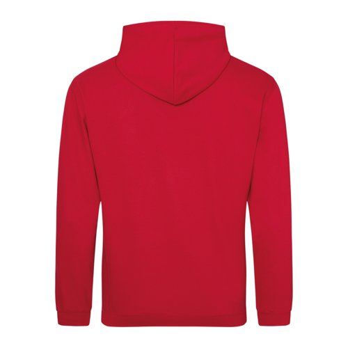 Red cotton-blend hoodie with hood and kangaroo pocket.