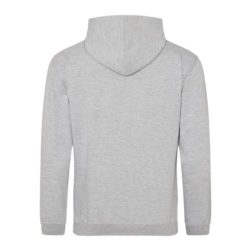Gray heather cotton blend hoodie with hood.
