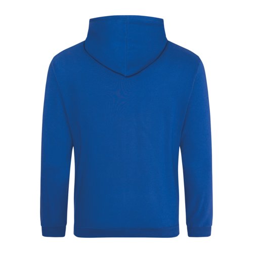 Royal blue unisex hoodie made of cotton blend with hood.