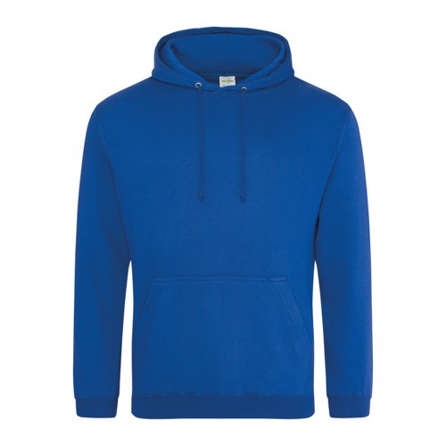 Royal blue cotton-blend hoodie with hood and kangaroo pocket.