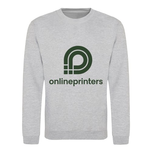 Gray heather unisex sweatshirt made of cotton blend with round neckline.