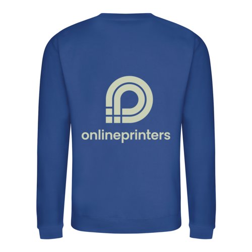 Royal blue unisex cotton blend sweatshirt with long sleeves.