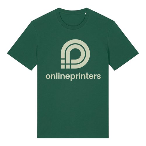 Green cotton t-shirt in a unisex cut with short sleeves.