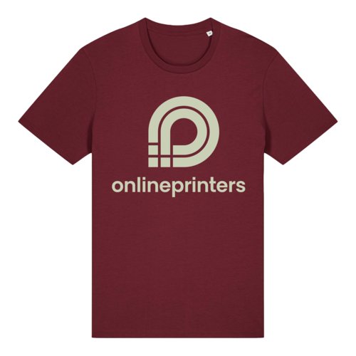 Burgundy organic cotton t-shirt in a unisex cut.