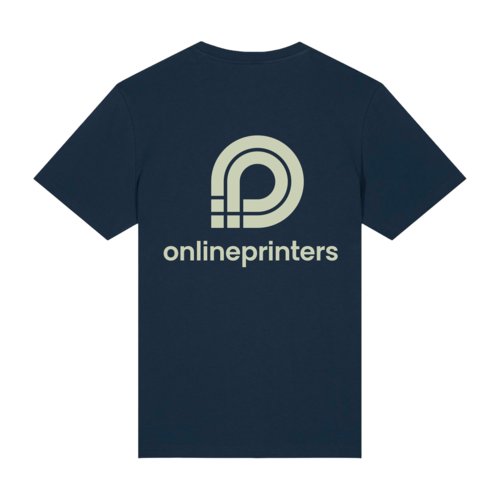 Navy blue organic cotton T-shirt in a unisex style.