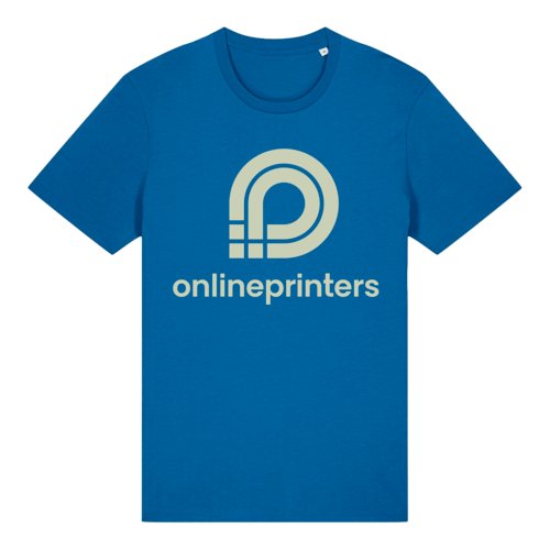 Royal blue organic cotton T-shirt with short sleeves and crew neck.