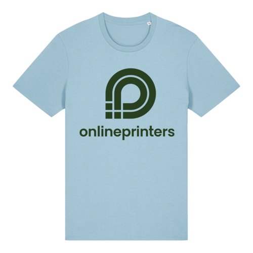 Sky blue organic cotton T-shirt with short sleeves.