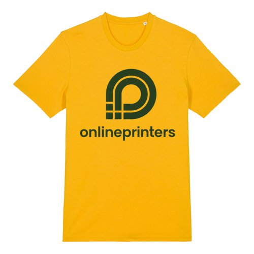 Yellow organic cotton t-shirt with short sleeves.