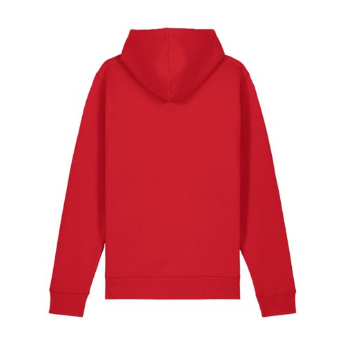 Red cotton-blend hoodie with hood.