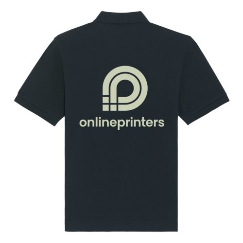 Black organic cotton polo shirt, unisex.