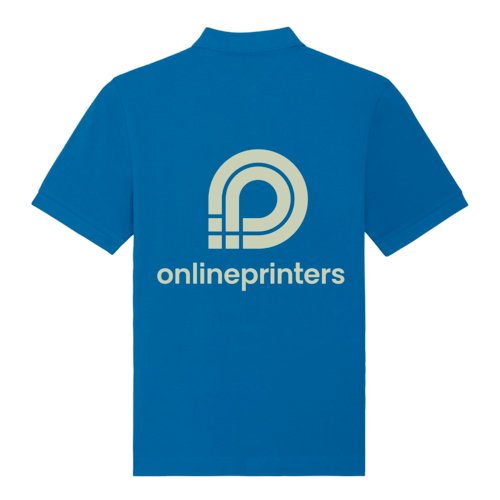 Royal blue organic cotton polo shirt, unisex.