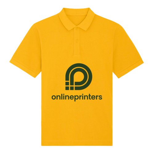 Yellow organic cotton polo shirt with a short button placket.