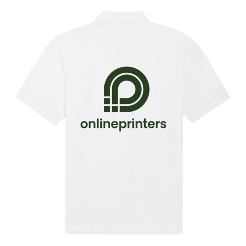 White polo shirt made of organic cotton with button placket.