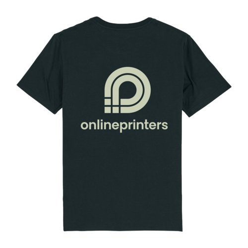 Black cotton t-shirt with short sleeves.