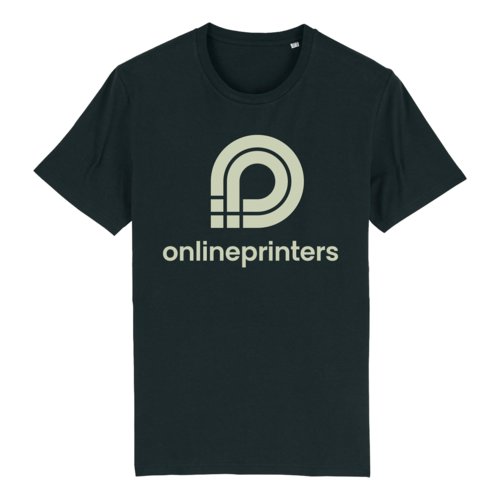 Black organic cotton T-shirt with short sleeves.