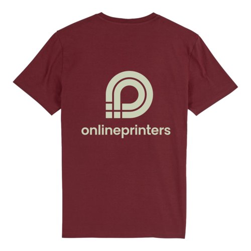 Burgundy organic cotton t-shirt, unisex fit.