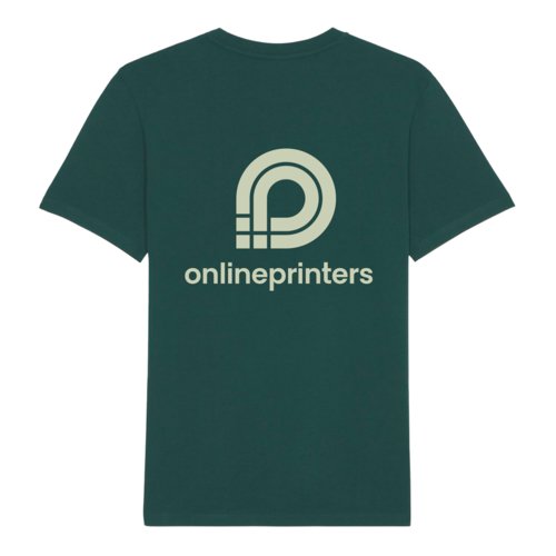 Dark green cotton T-shirt with short sleeves and a round neck.