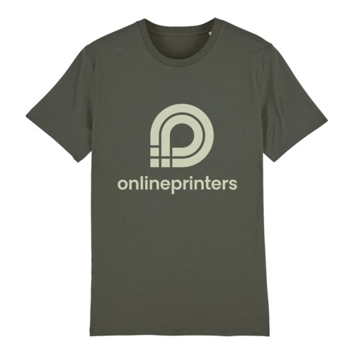 Khaki cotton t-shirt, unisex fit, with short sleeves.