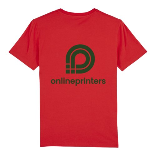Red organic cotton t-shirt, unisex fit, with short sleeves.