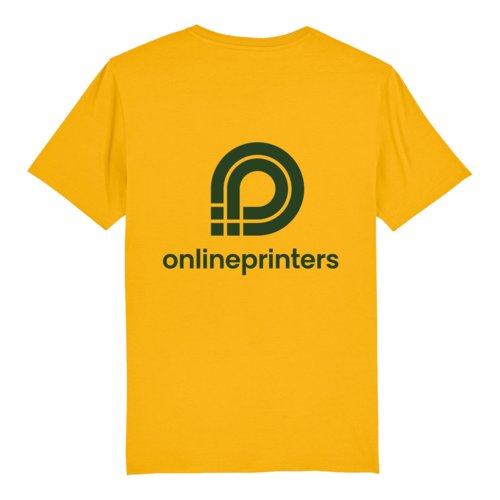 Yellow organic cotton T-shirt with short sleeves and round neck.