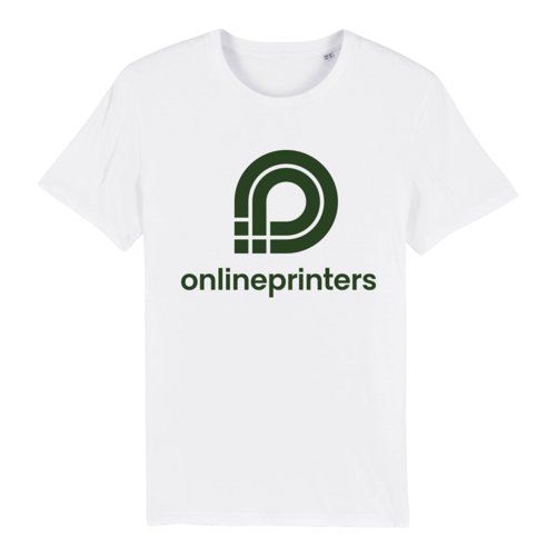White organic cotton t-shirt with short sleeves and round neck, unisex fit.