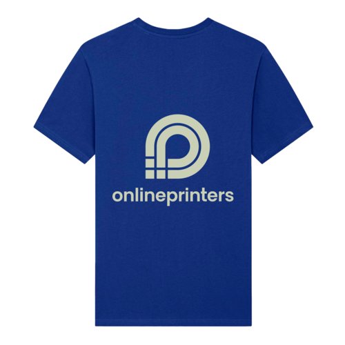 Dark blue organic cotton unisex t-shirt with short sleeves.