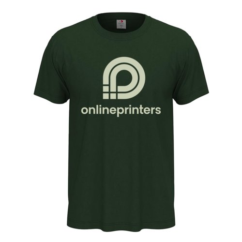 Dark green cotton t-shirt with short sleeves.