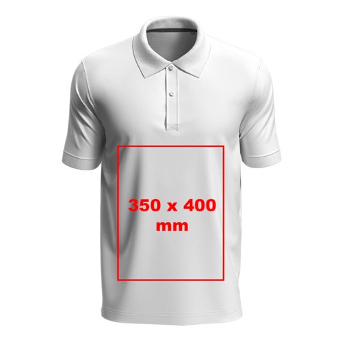 Fabric unisex polo shirt with short sleeves and button placket.