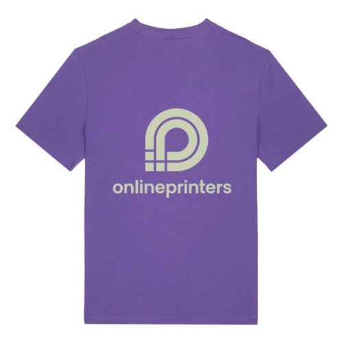 Violet organic cotton T-shirt, unisex fit, with short sleeves.
