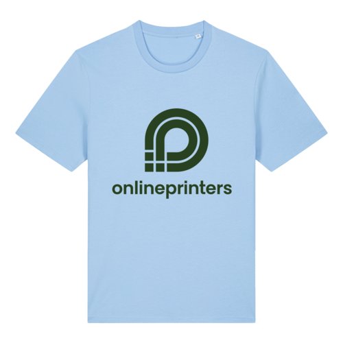 Sky blue organic cotton t-shirt with short sleeves.