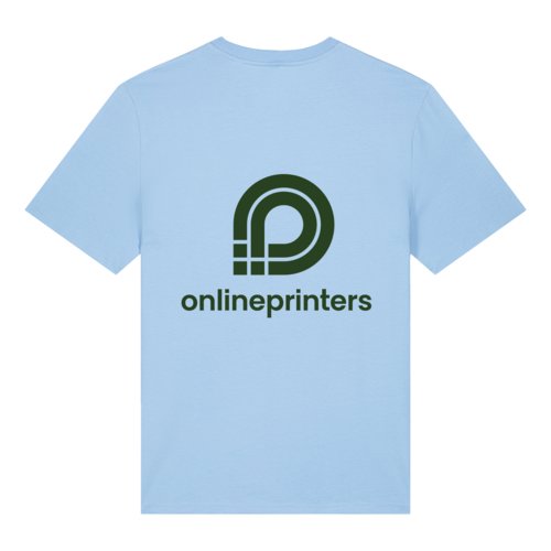 Sky blue organic cotton T-shirt with short sleeves.