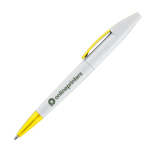Yellow twist ballpoint pen with clip.