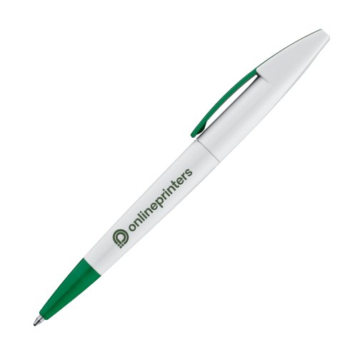 Plastic twist ballpoint pen with clip.