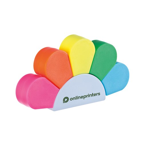 Multicolor highlighter flower with five highlighters.