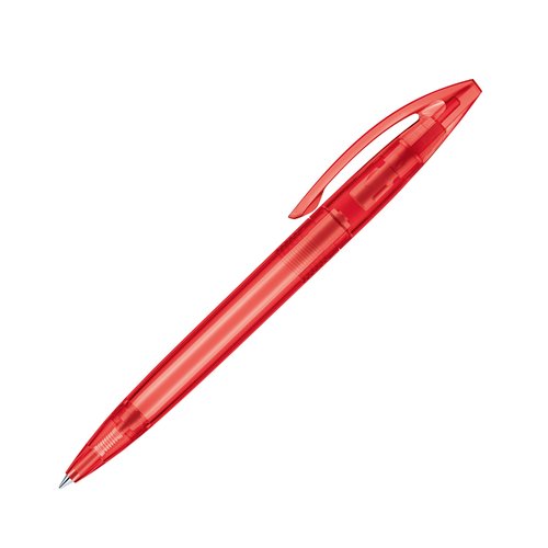 Red plastic twist ballpoint pen with clip.